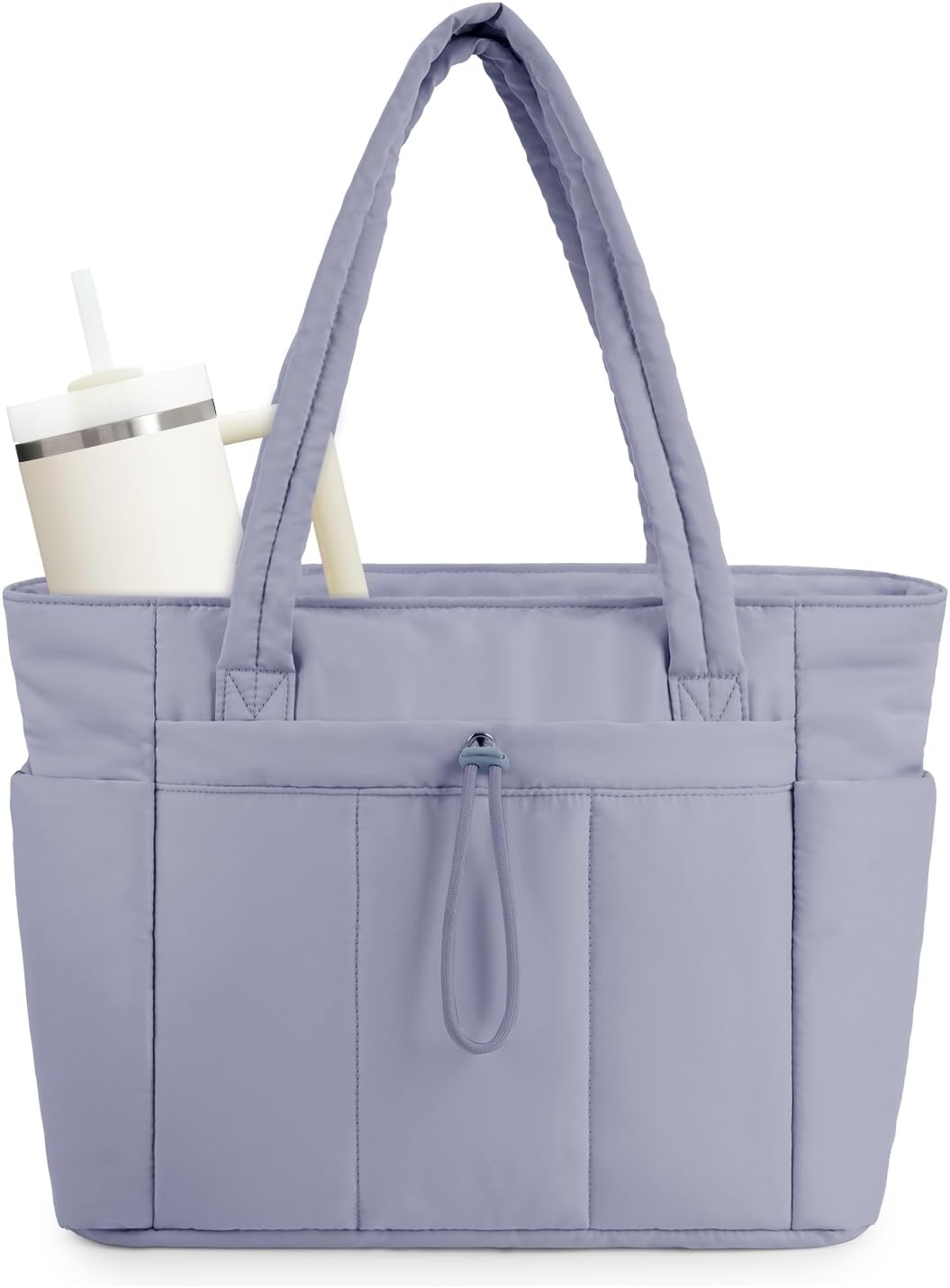 Borsa Tote Imbottita Trapuntata con Scomparto Laptop e Porta Bicchiere