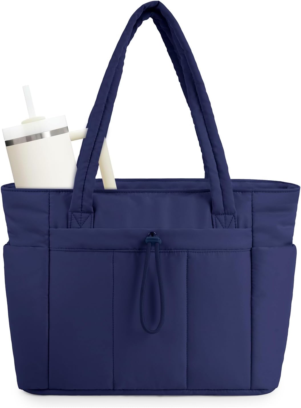 Borsa Tote Imbottita Trapuntata con Scomparto Laptop e Porta Bicchiere