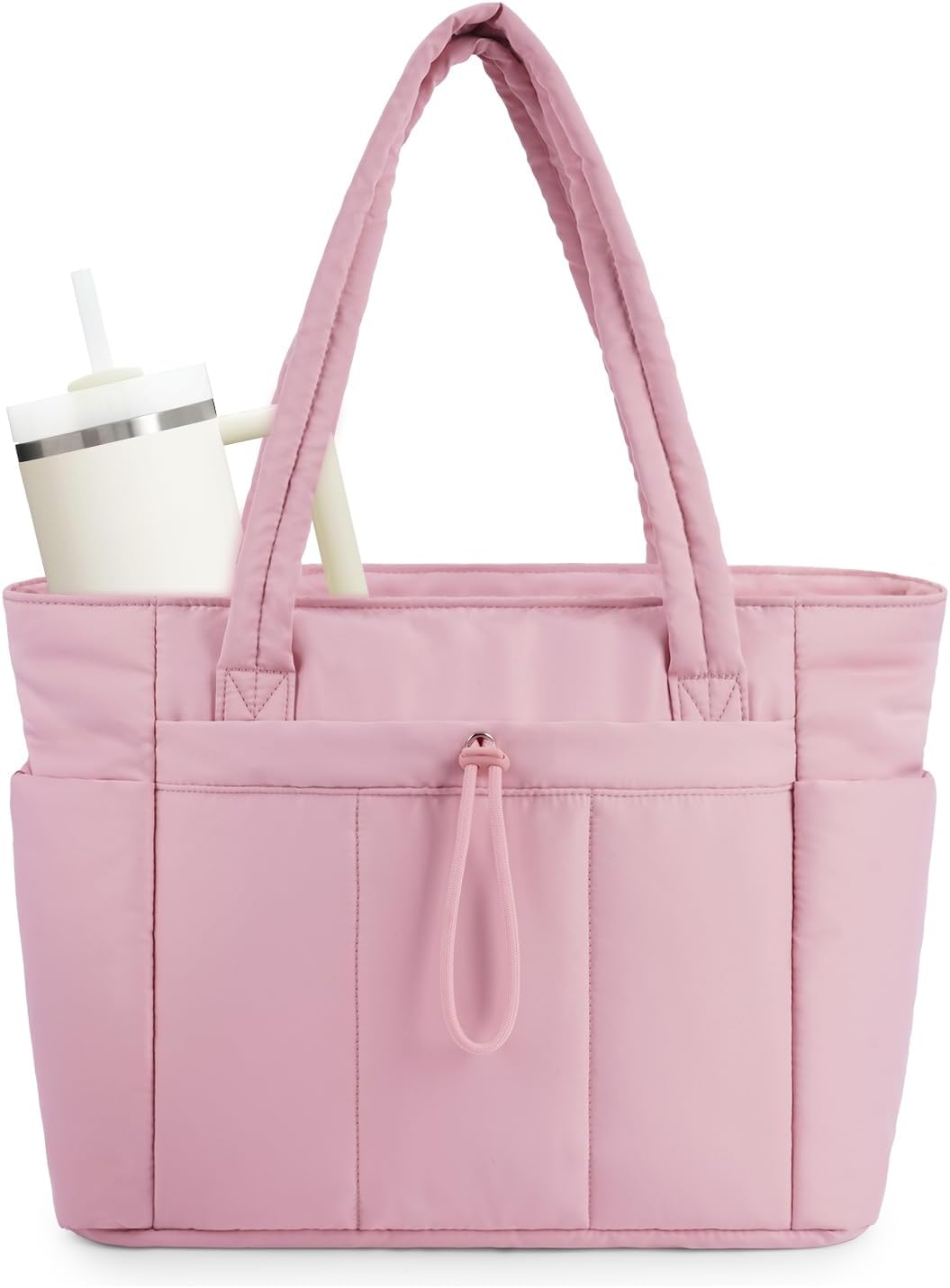Borsa Tote Imbottita Trapuntata con Scomparto Laptop e Porta Bicchiere