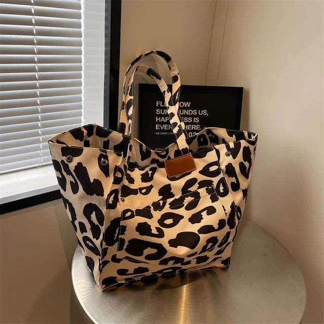 Borsa Tote Oversize da Donna – Capiente Borsa da Giorno con Fantasia Lavanda/Ghepardo