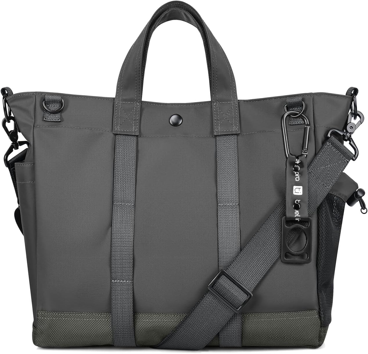 Borsa tote porta computer unisex con scomparti multipli e tracolla regolabile