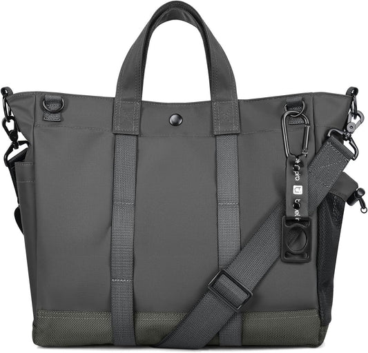 Borsa tote porta computer unisex con scomparti multipli e tracolla regolabile