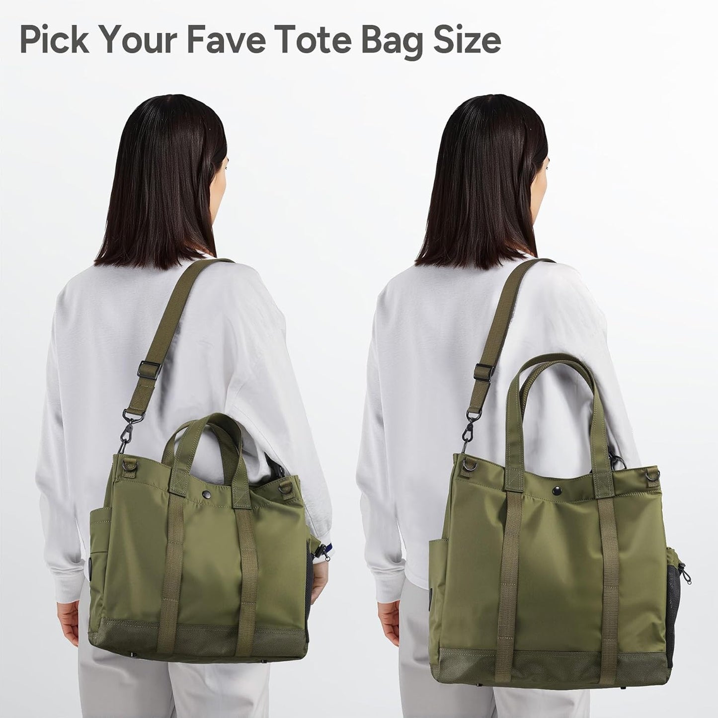 Borsa tote porta computer unisex con scomparti multipli e tracolla regolabile