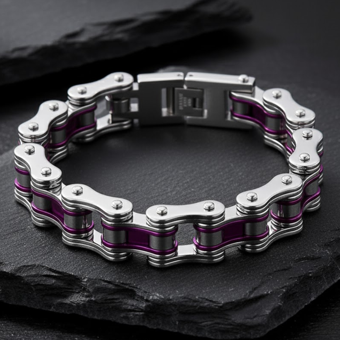 Bracciale da biker a catena - Serie in acciaio battuto