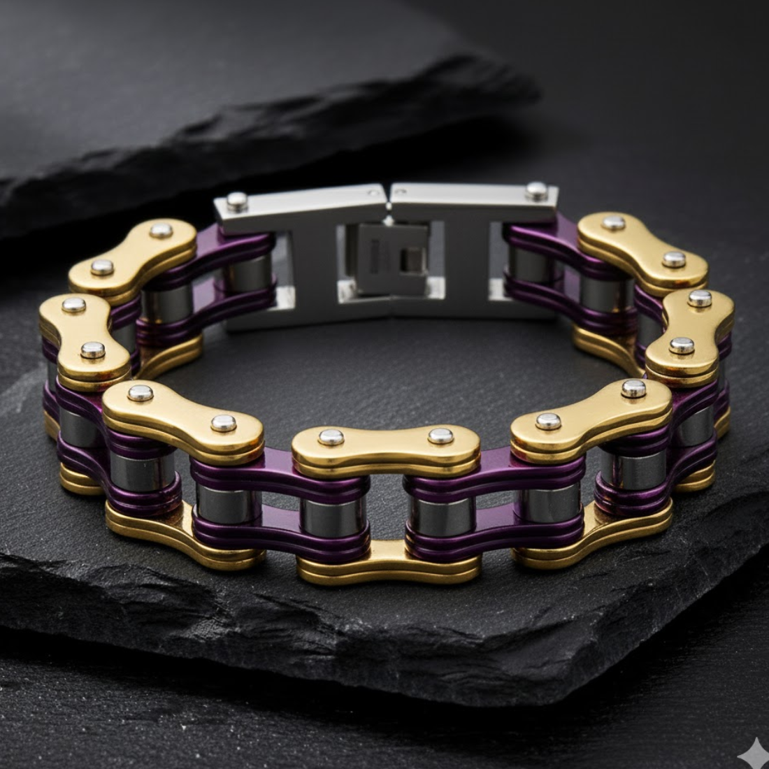 Bracciale da biker a catena - Serie in acciaio battuto