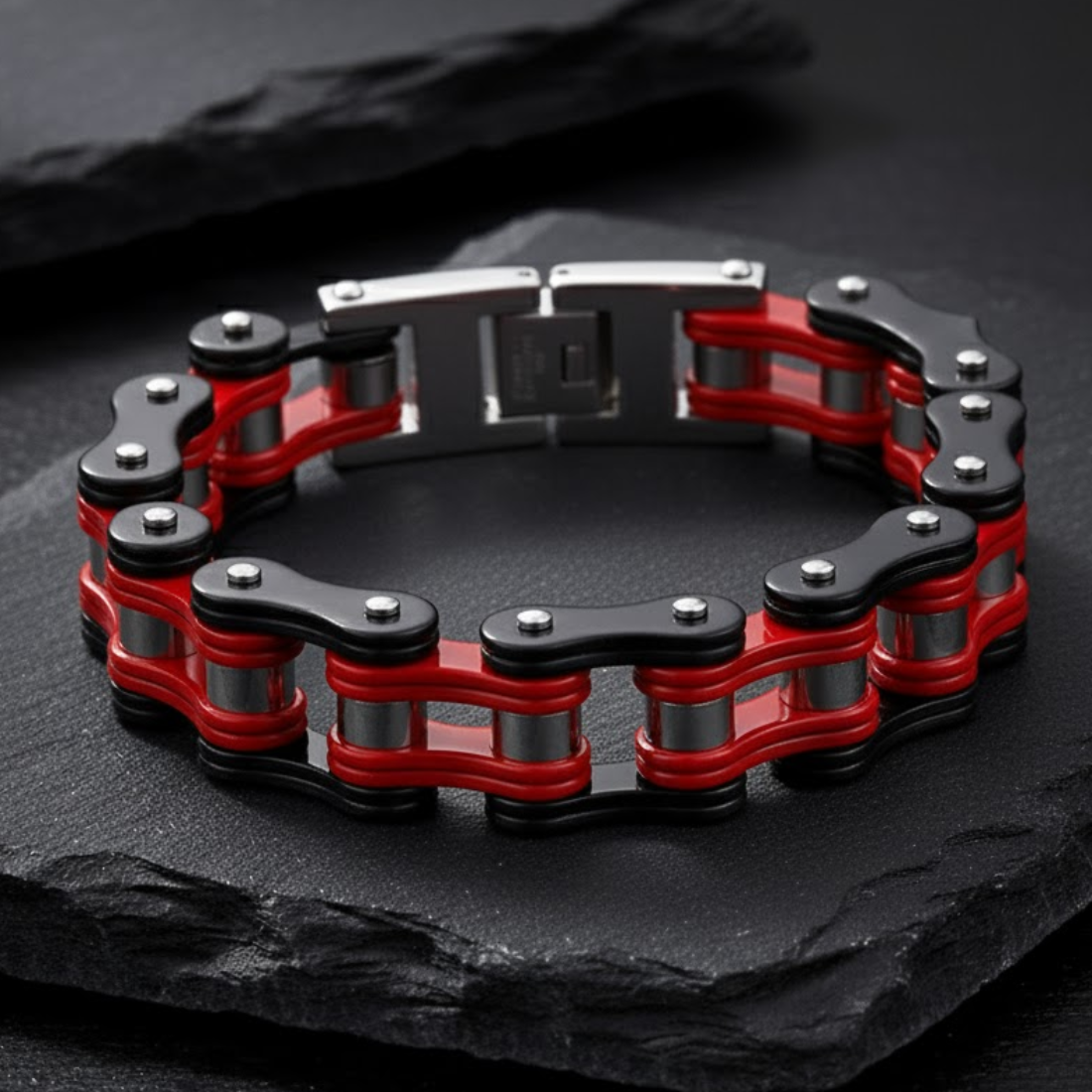 Bracciale da biker a catena - Serie in acciaio battuto