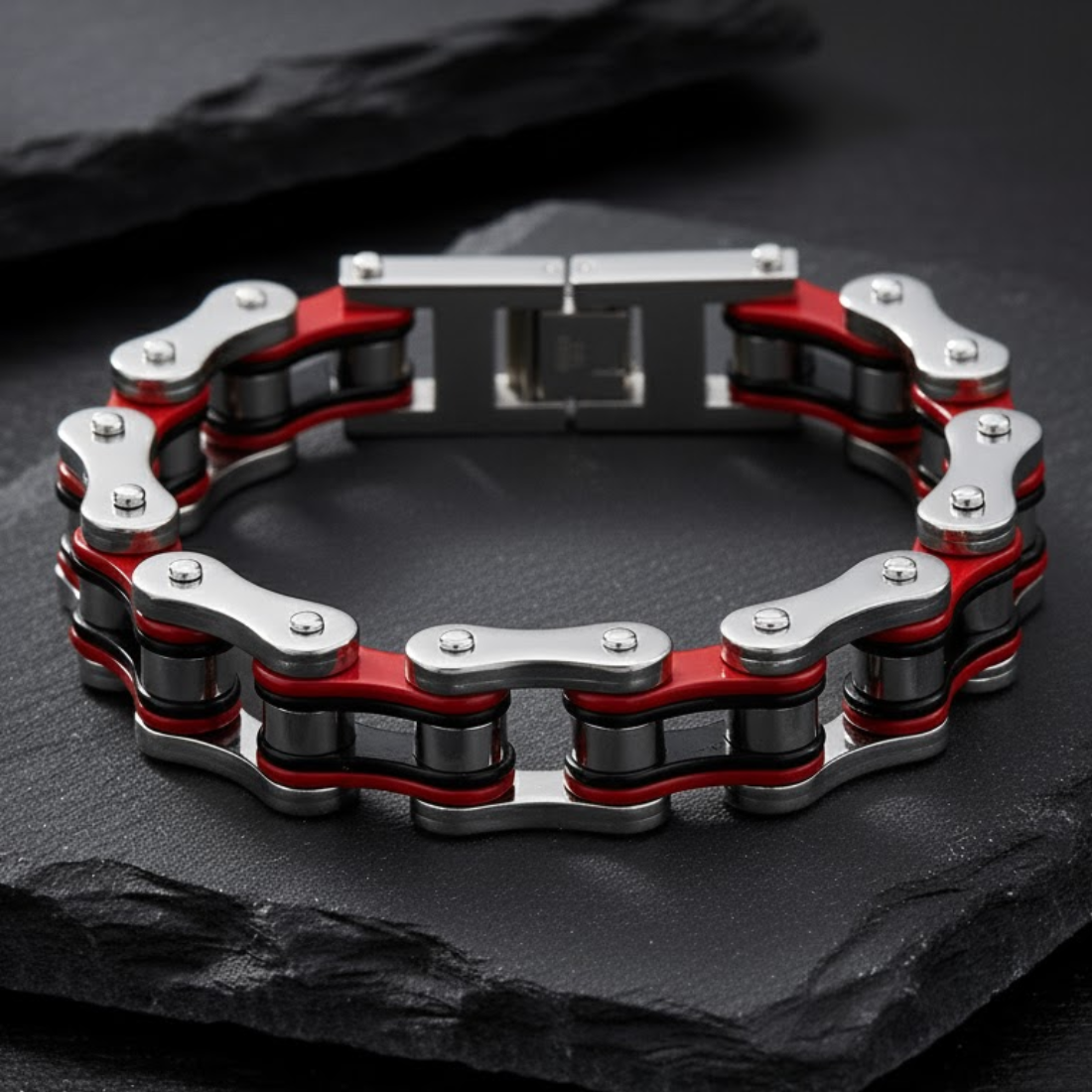 Bracciale da biker a catena - Serie in acciaio battuto