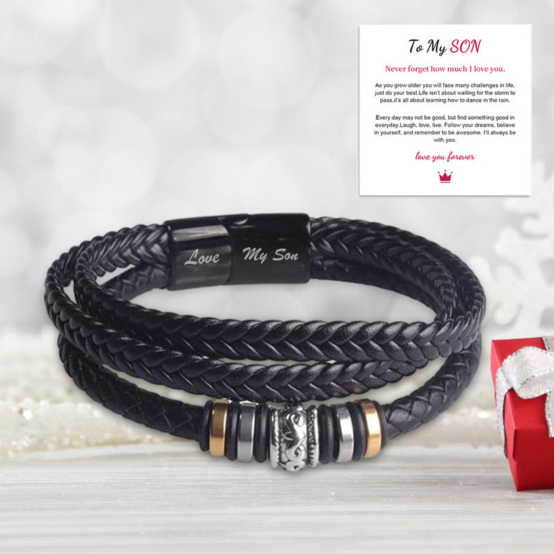 Bracciale da uomo nero a doppia fila