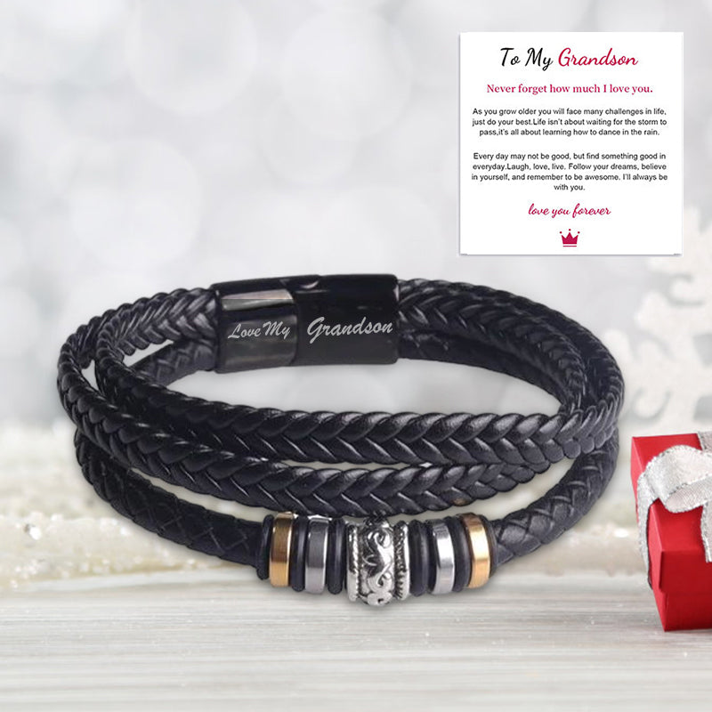 Bracciale da uomo nero a doppia fila