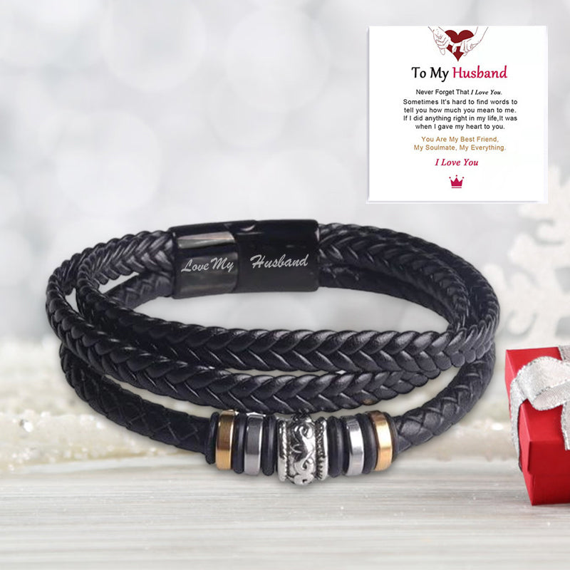 Bracciale da uomo nero a doppia fila