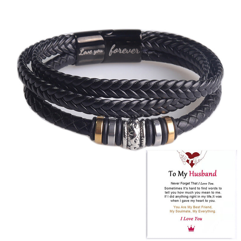 Bracciale da uomo nero a doppia fila