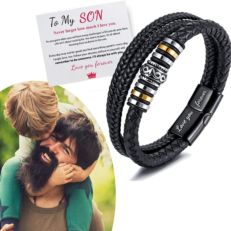 Bracciale da uomo nero a doppia fila