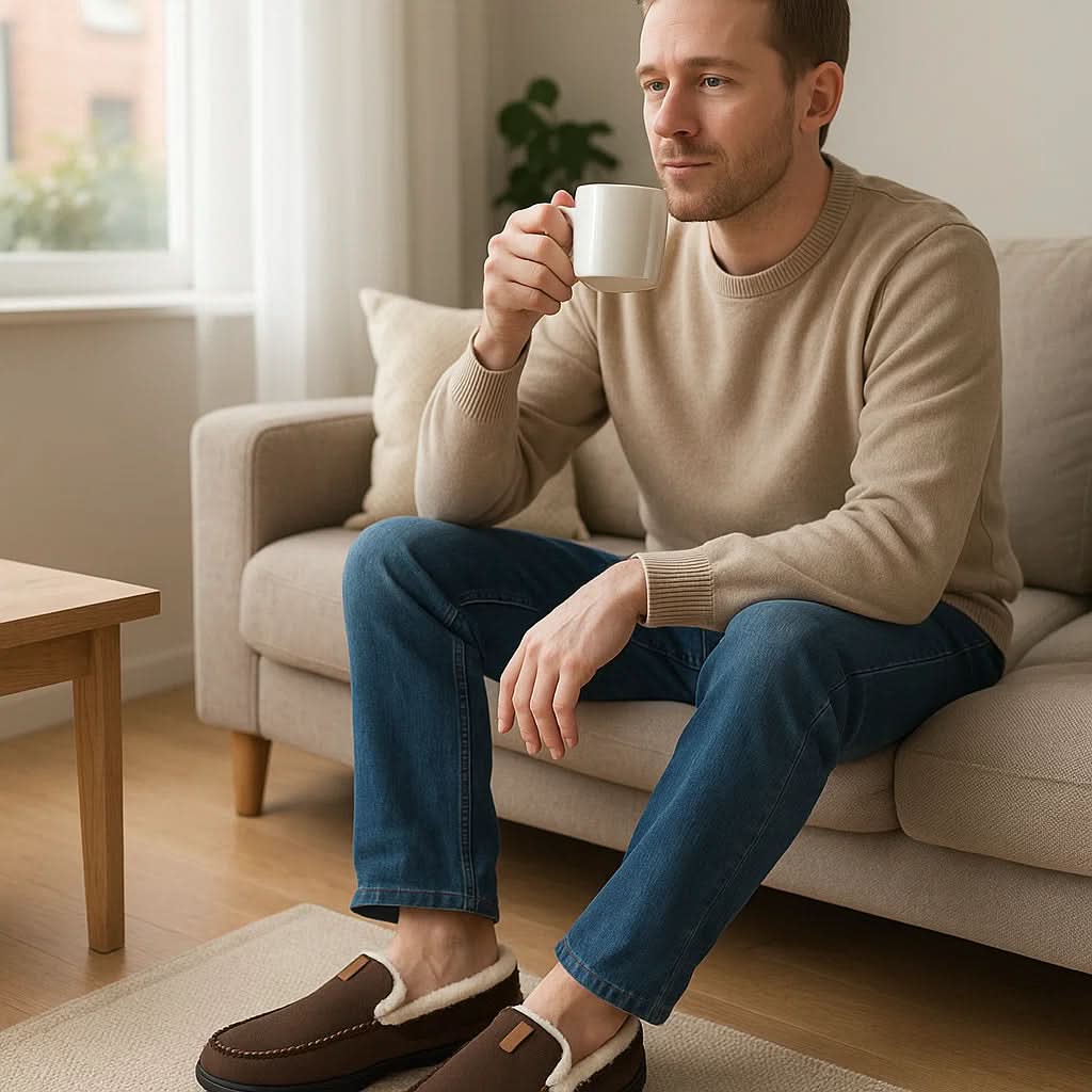 Calde Scarpe Slip-On da Uomo in Lana Sintetica