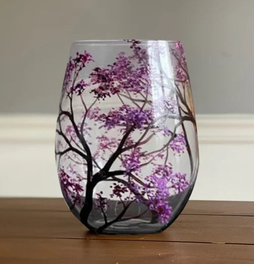 Calici da vino dipinti a mano - Albero delle quattro stagioni