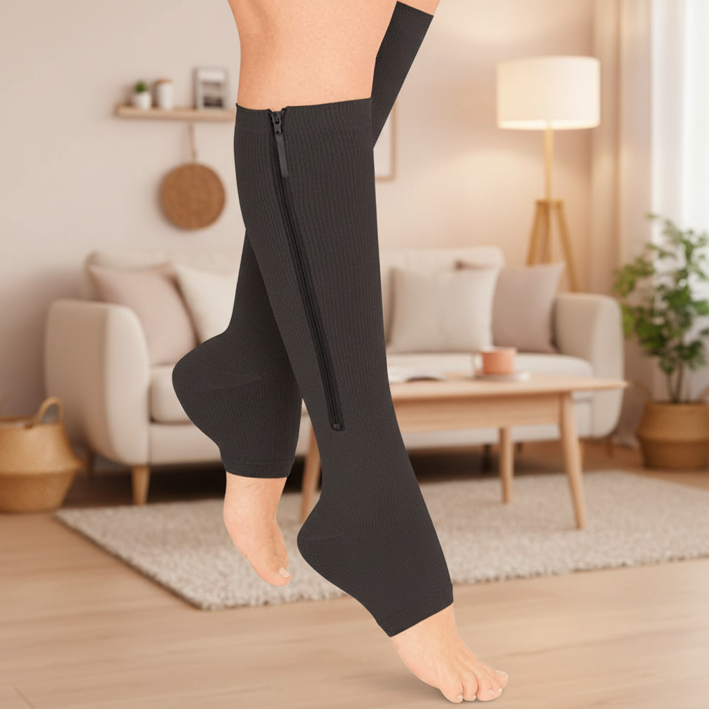 Calze a Compressione Graduata con Cerniera per Supporto e Sollievo