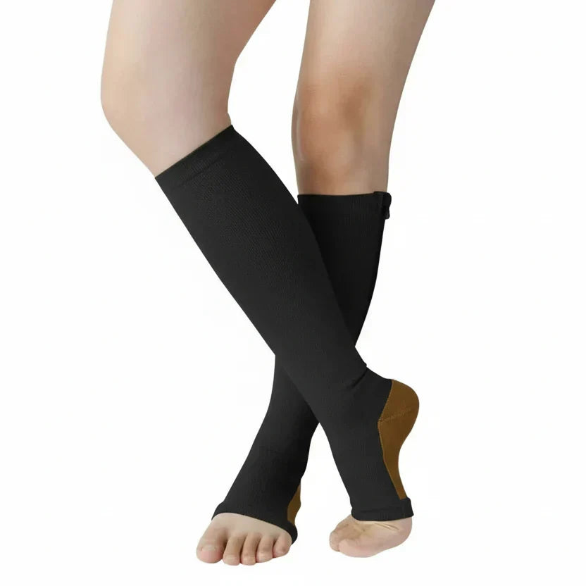 Calze a Compressione Graduata con Cerniera per Supporto e Sollievo