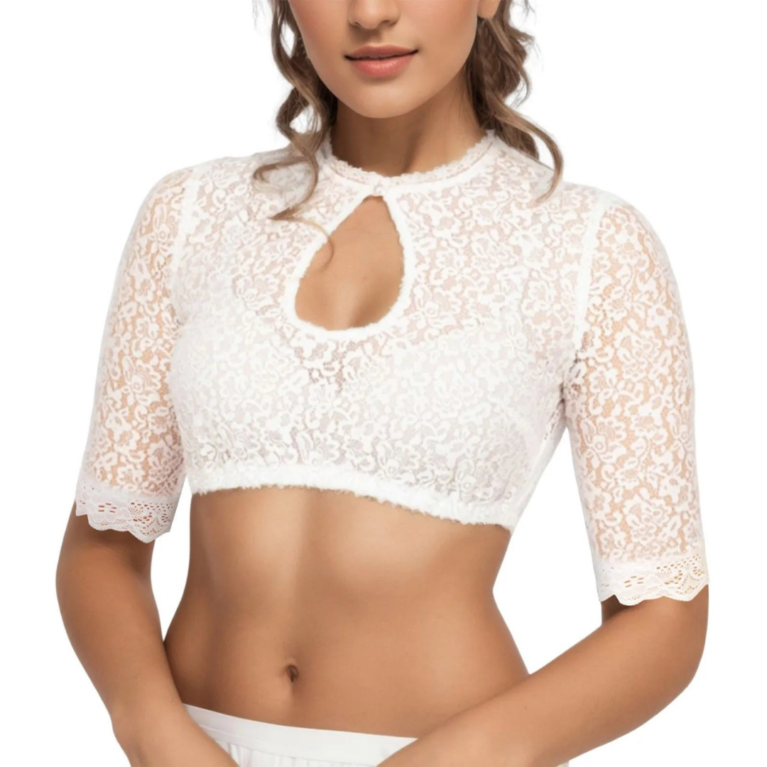 Camicetta da dirndl bianca da donna vestibilità comoda – ideale per le feste