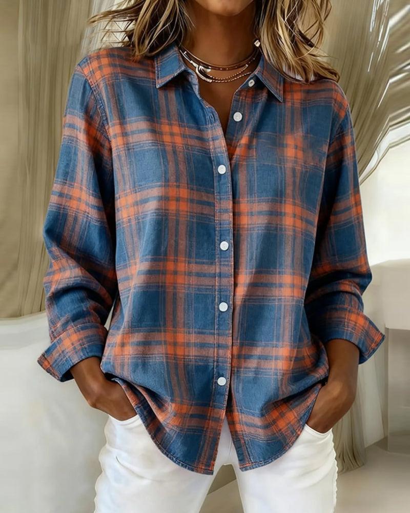 Camicia a quadri con colletto con risvolto