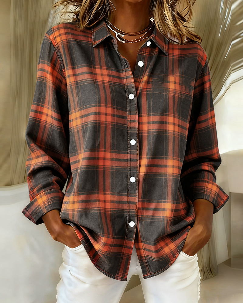 Camicia a quadri con colletto con risvolto