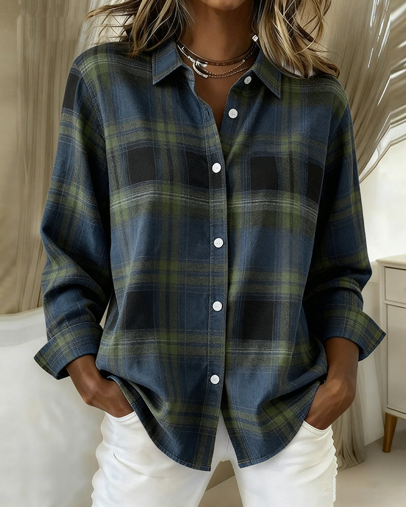 Camicia a quadri con colletto con risvolto