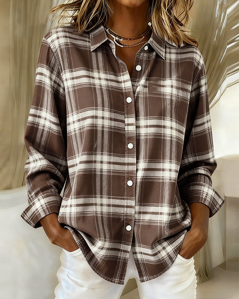 Camicia a quadri con colletto con risvolto