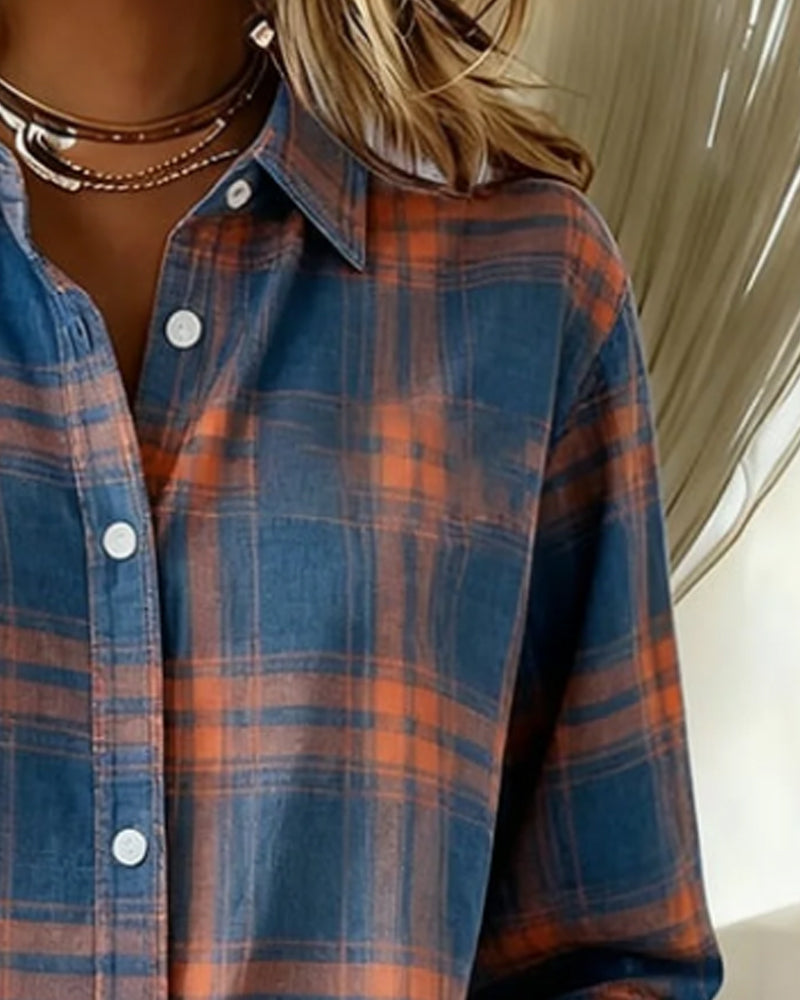 Camicia a quadri con colletto con risvolto