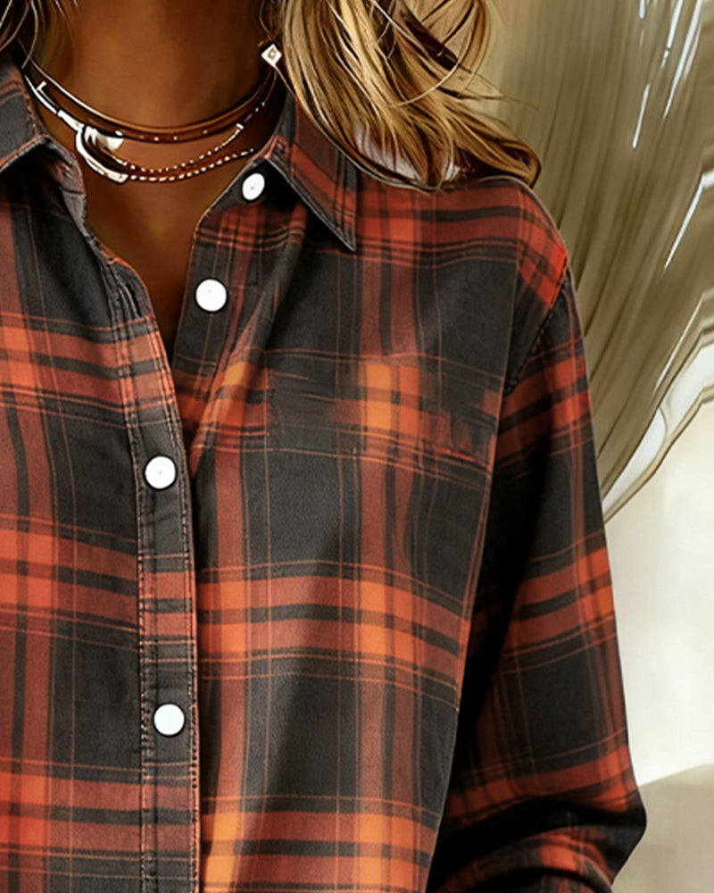 Camicia a quadri con colletto con risvolto