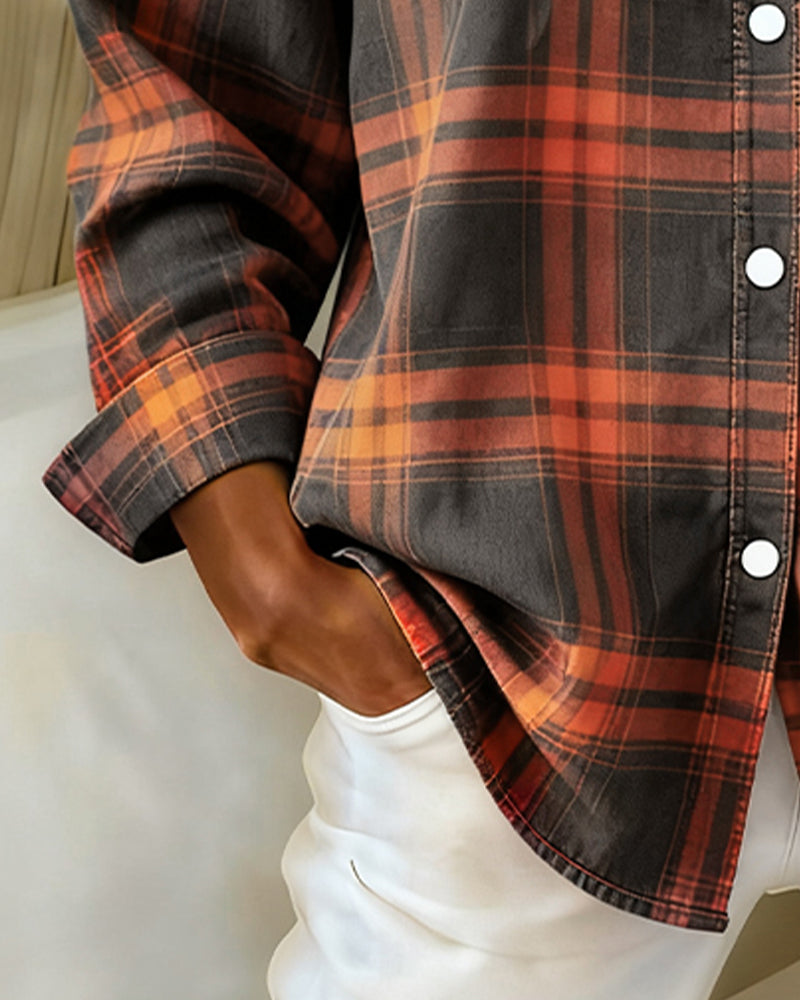 Camicia a quadri con colletto con risvolto