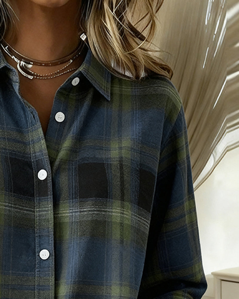 Camicia a quadri con colletto con risvolto