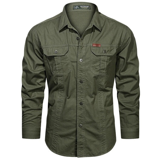 Camicia cargo da uomo in cotone