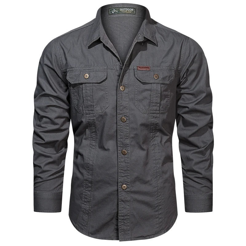 Camicia cargo da uomo in cotone