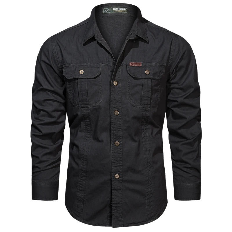 Camicia cargo da uomo in cotone