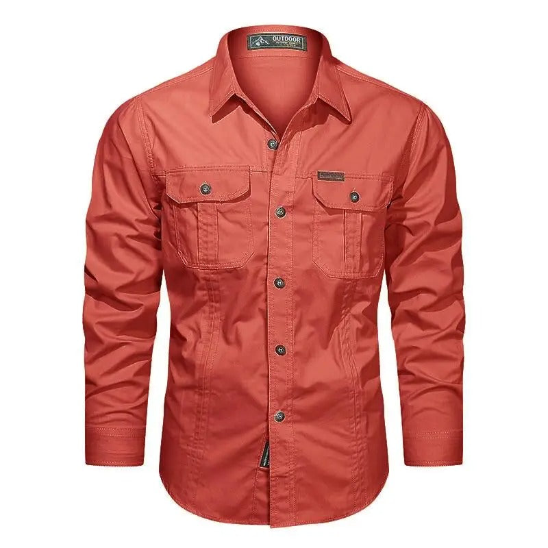 Camicia cargo da uomo in cotone