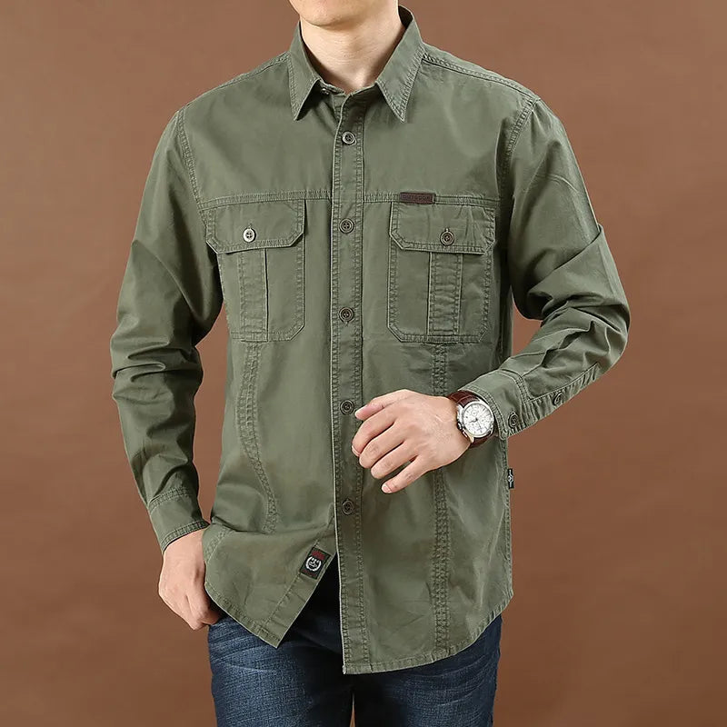 Camicia cargo da uomo leggera in cotone