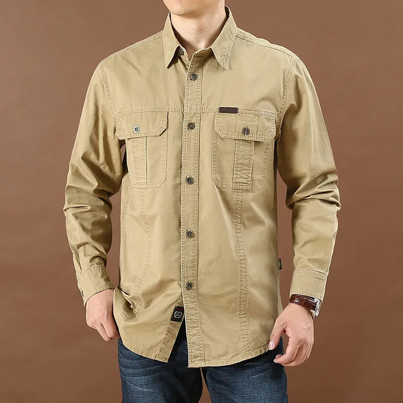 Camicia cargo da uomo leggera in cotone