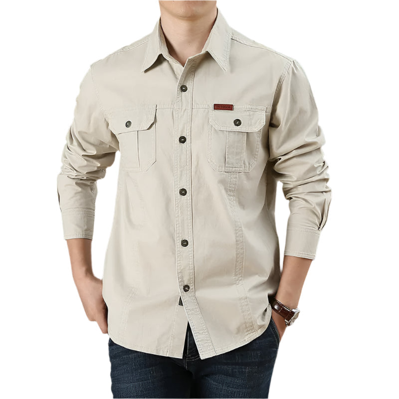 Camicia cargo da uomo leggera in cotone