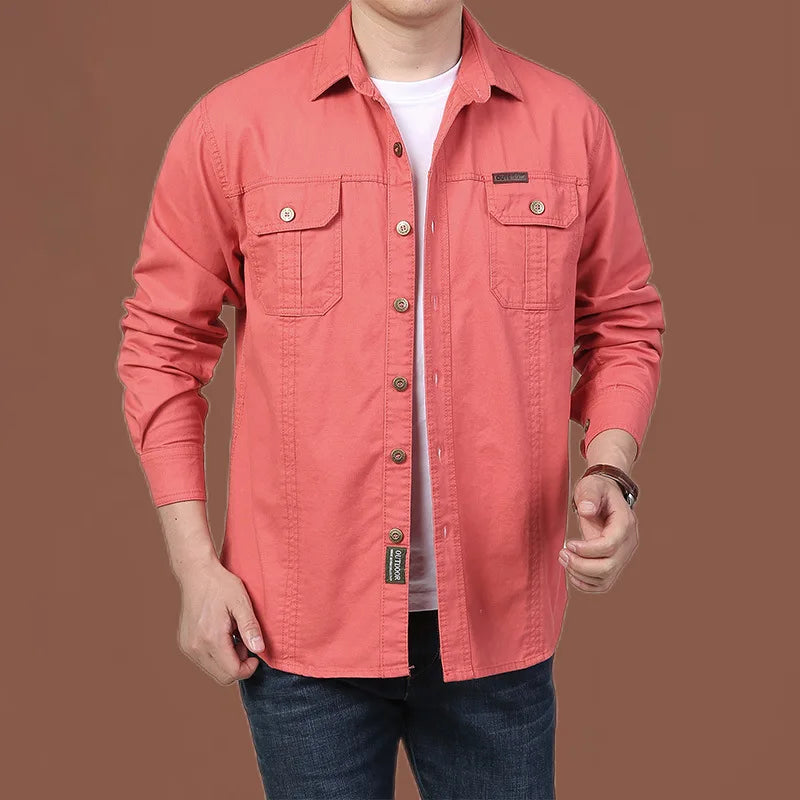 Camicia cargo da uomo leggera in cotone