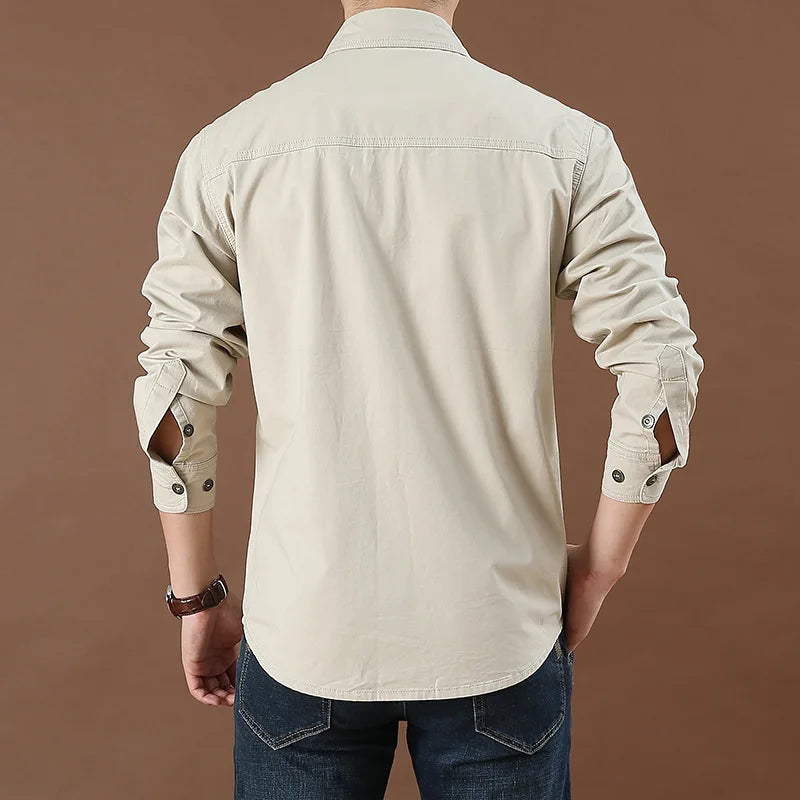 Camicia cargo da uomo leggera in cotone