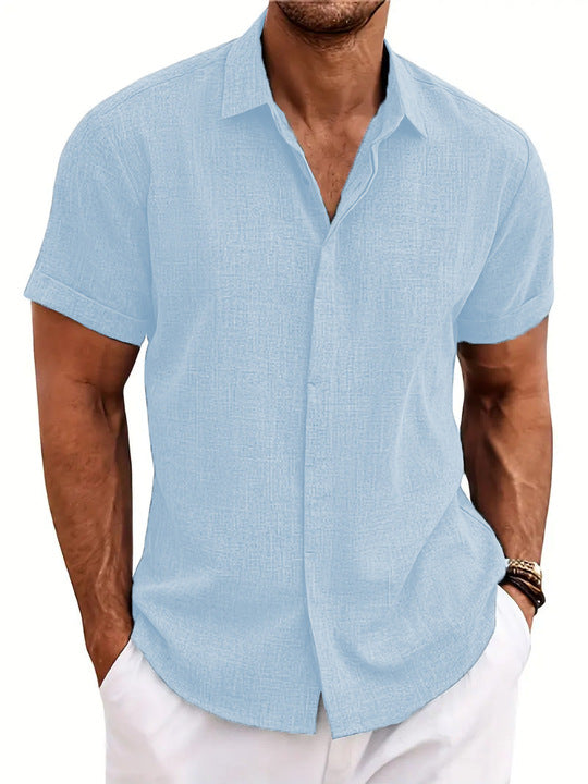Camicia casual da uomo a maniche corte leggera in misto poliestere