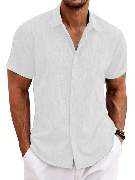 Camicia casual da uomo a maniche corte leggera in misto poliestere