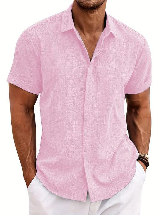 Camicia casual da uomo a maniche corte leggera in misto poliestere