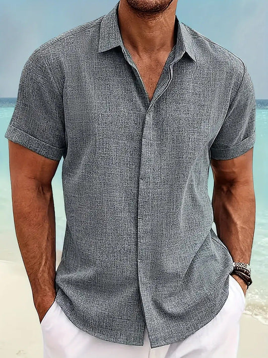 Camicia casual da uomo a maniche corte leggera in misto poliestere