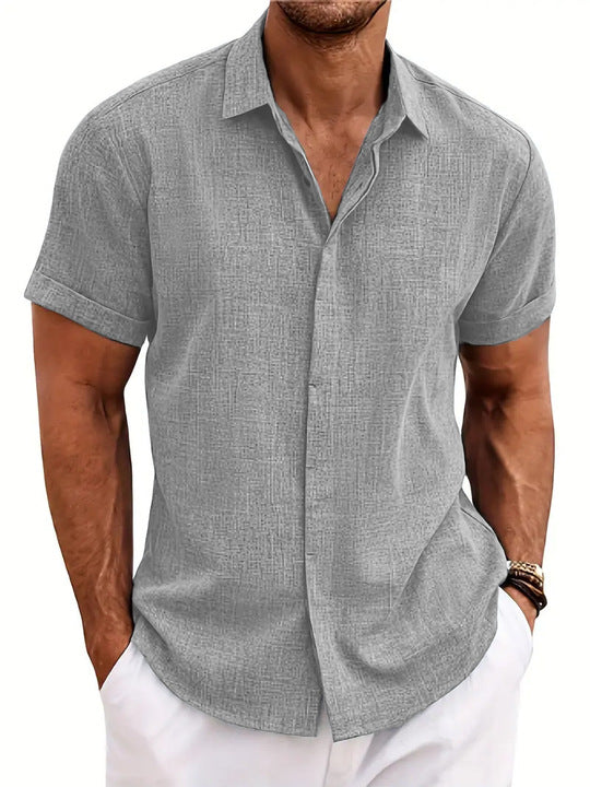Camicia casual da uomo a maniche corte leggera in misto poliestere
