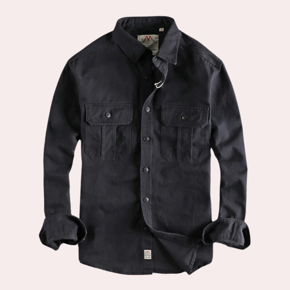 Camicia casual da uomo a maniche lunghe marrone e verde scuro