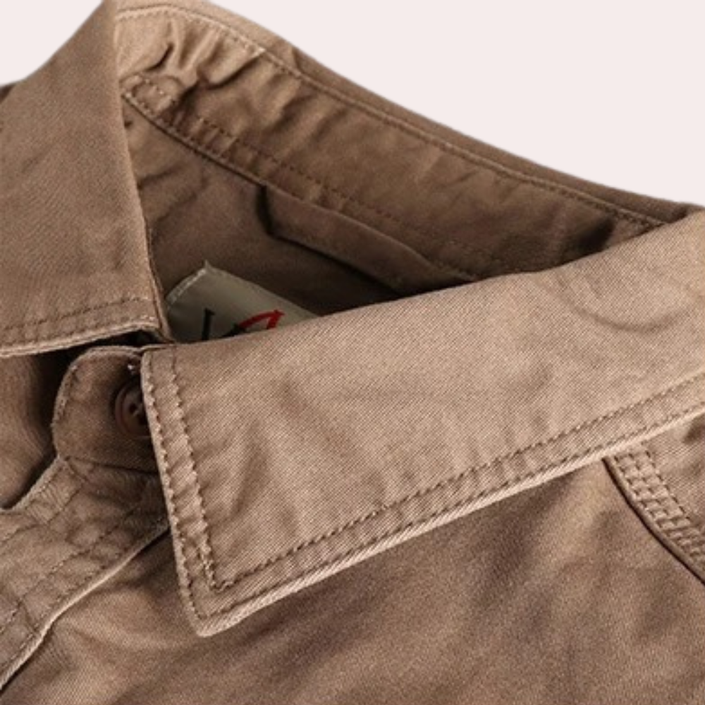 Camicia casual da uomo a maniche lunghe marrone e verde scuro