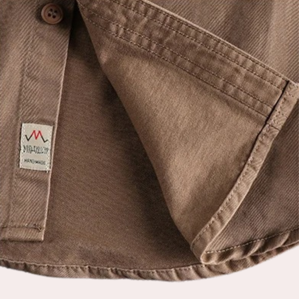 Camicia casual da uomo a maniche lunghe marrone e verde scuro