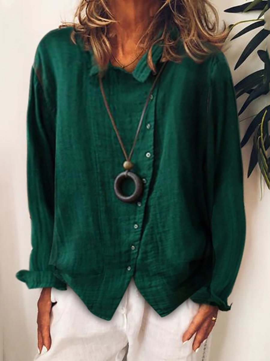 Camicia casual lunga da donna in misto cotone e Lino