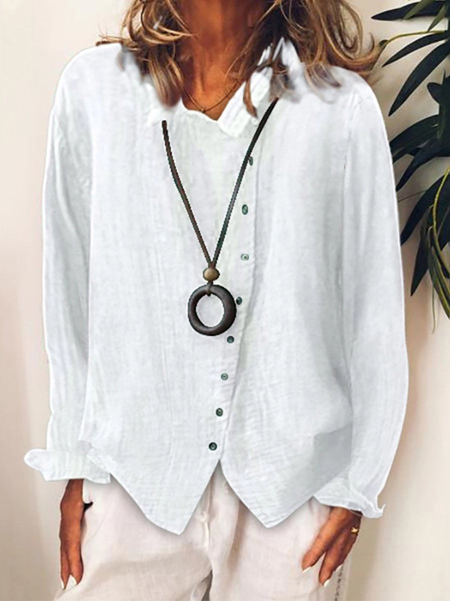 Camicia casual lunga da donna in misto cotone e Lino