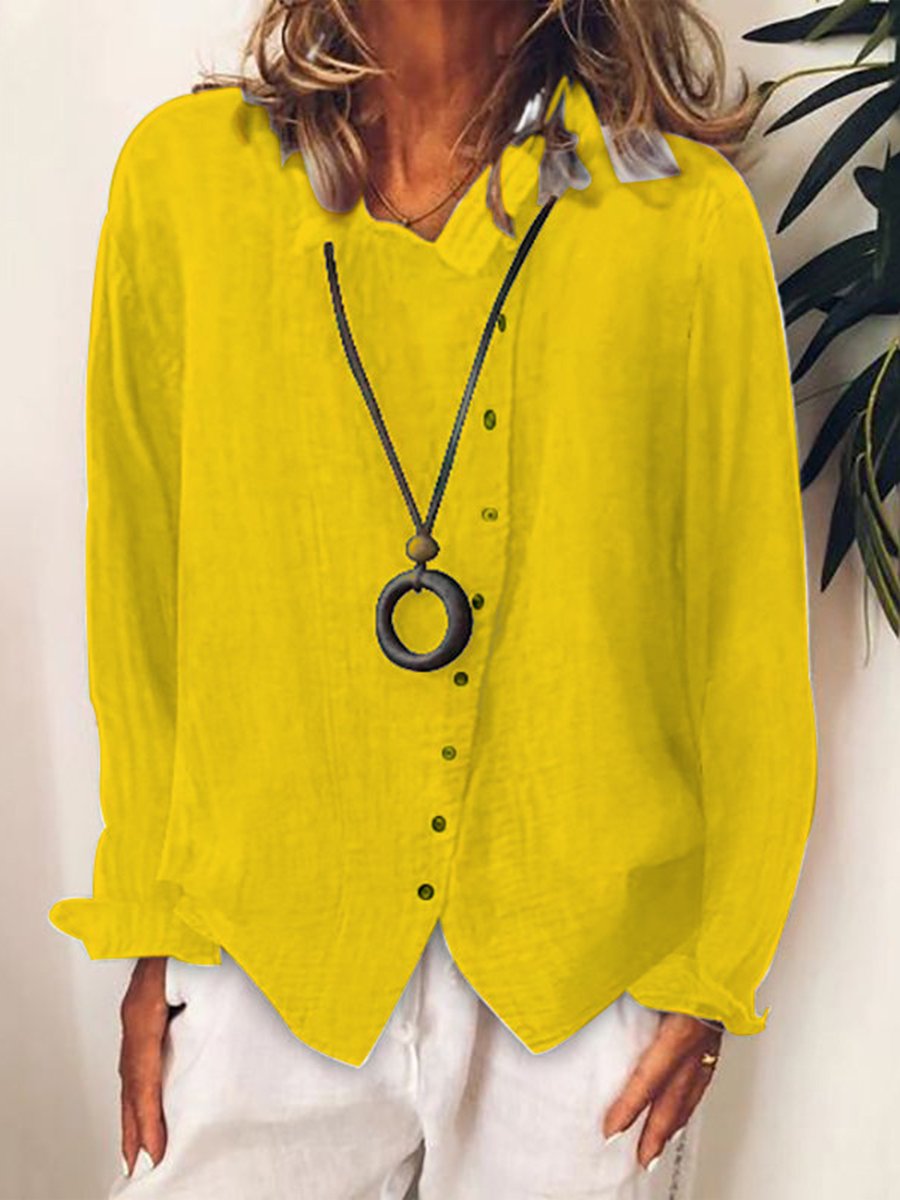 Camicia casual lunga da donna in misto cotone e Lino
