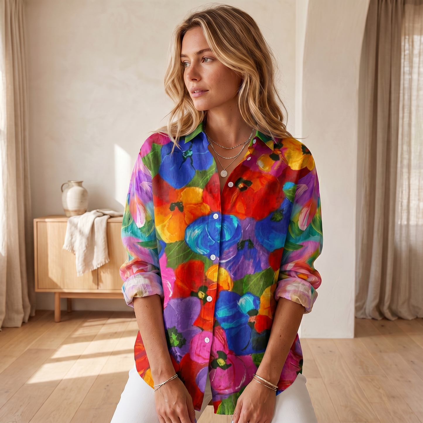 Camicia da Donna a Fantasia Vivace | Top Estivo Leggero e Traspirante